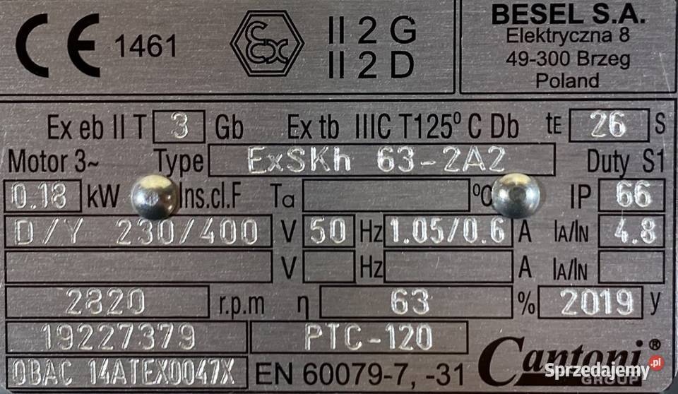 silnik elektryczny 018kW 2820obr 3fazowy BESEL Pigża