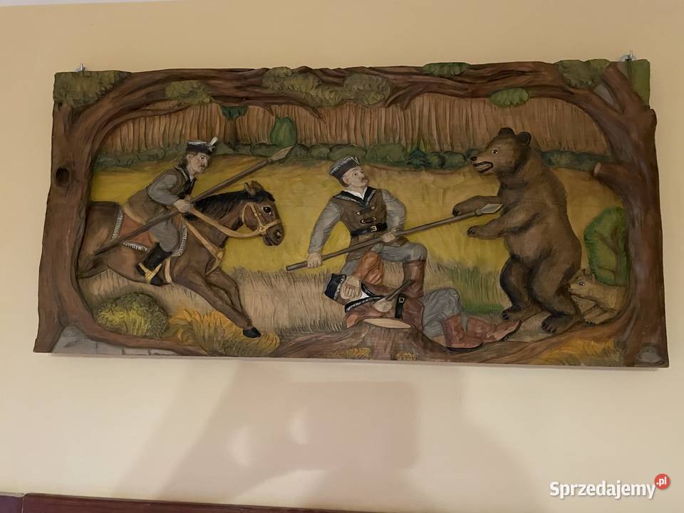 Płaskorzeźba 2 Polowanie Rękodzieło Jelenia Góra sprzedam