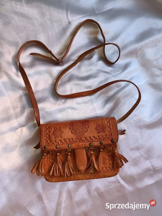 Torebka damska skórzana vintage ręcznie robiona Konin