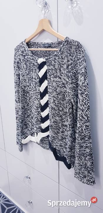 Dzianinowy damski sweter z warkoczem czarny Swetry i golfy śląskie Dąbrowa Górnicza