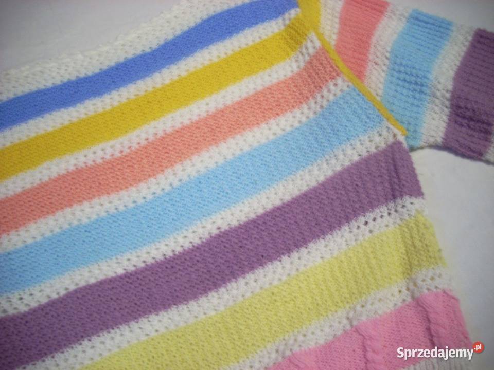 Pastelowy Sweter Robiony na Drutach 38 M Rozmiar 38(M) Nowy Sącz
