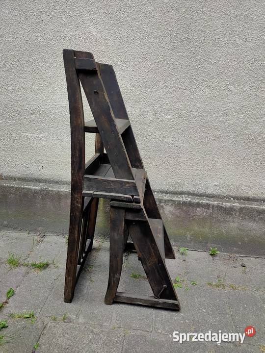Antyczne krzesło schodki drabinka 788 Kościan