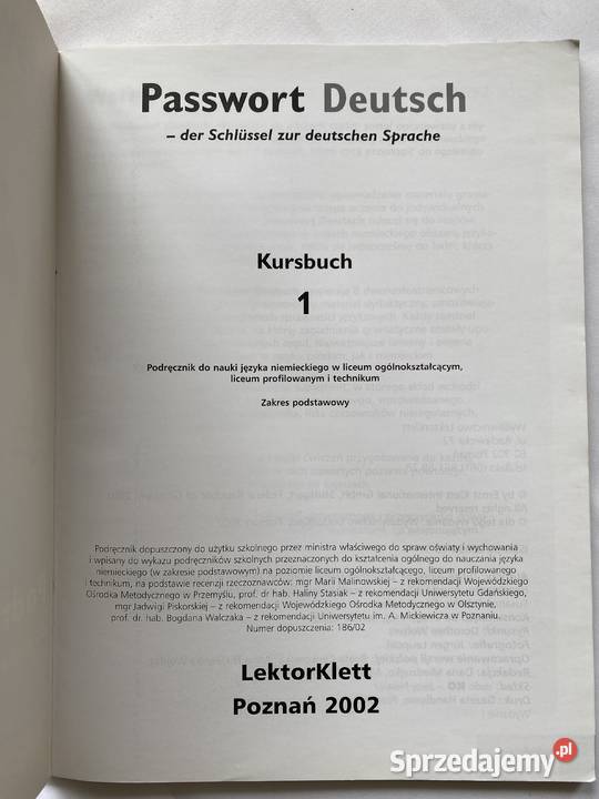 Passwort deutsch 1podrecznik i cwiczenia