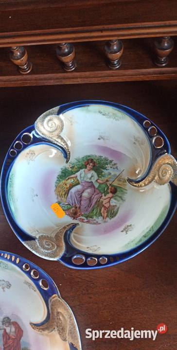 Patera ze scenką w lustrze misa z ażurem Gdańsk