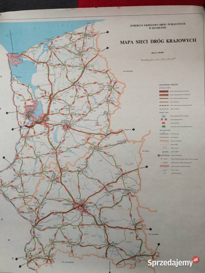 2537 Mapa Sieci Dróg Krajowych Woj Koszalinskie Szczecin