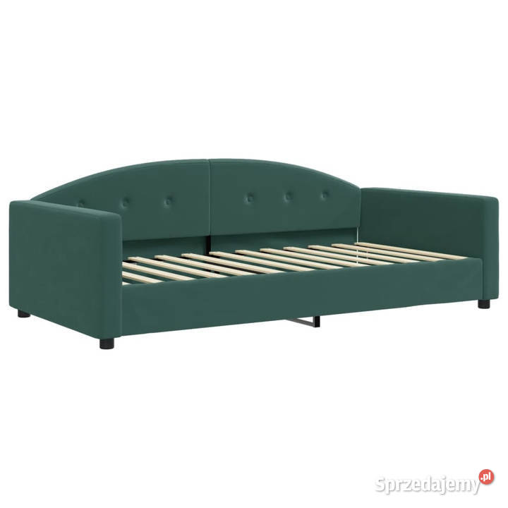 Sofa z materacem do spania ciemnozielona aksamit