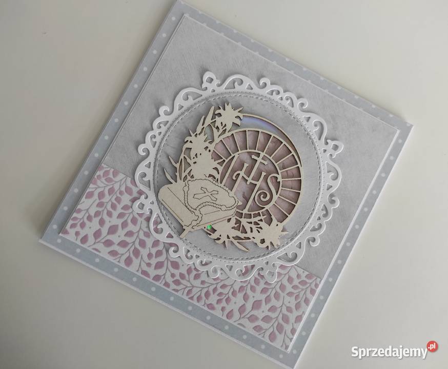 Kartka ręcznie robiona na Komunię Świętą Biblia Łódź