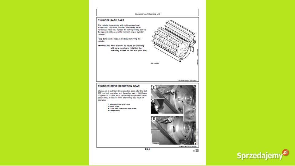 John Deere 2254 2256 2266 2268 instrukcja napraw Gdańsk