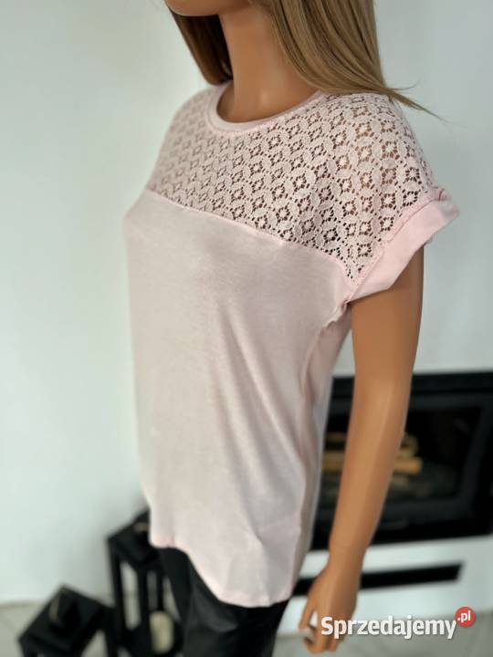 Bluzka Bodyflirt pudrowy róż koronka elegancka Augustówka