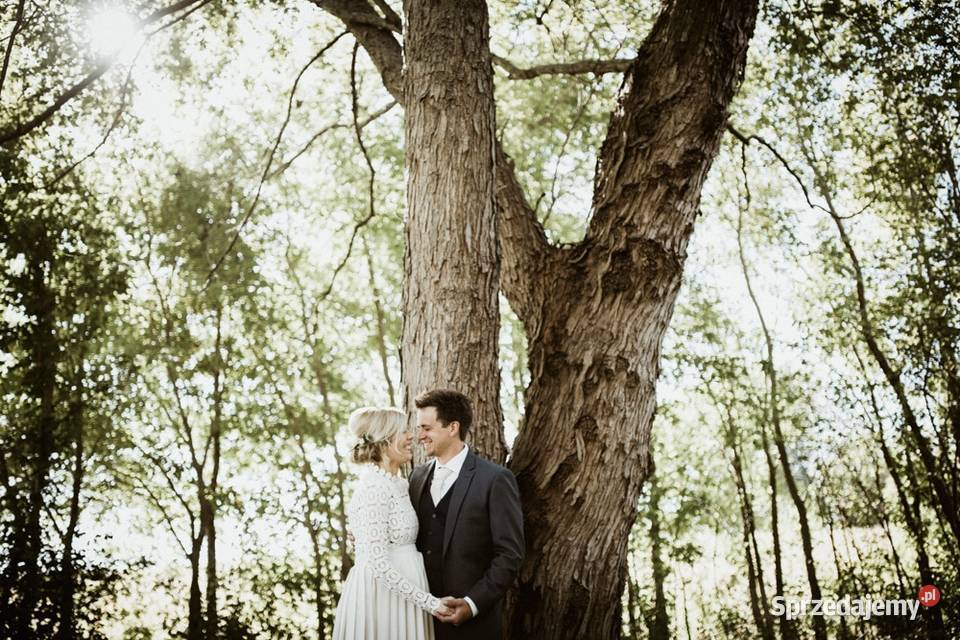 Suknia ślubna ciążowa boho ivory rękaw S M L XL Jelenia Góra