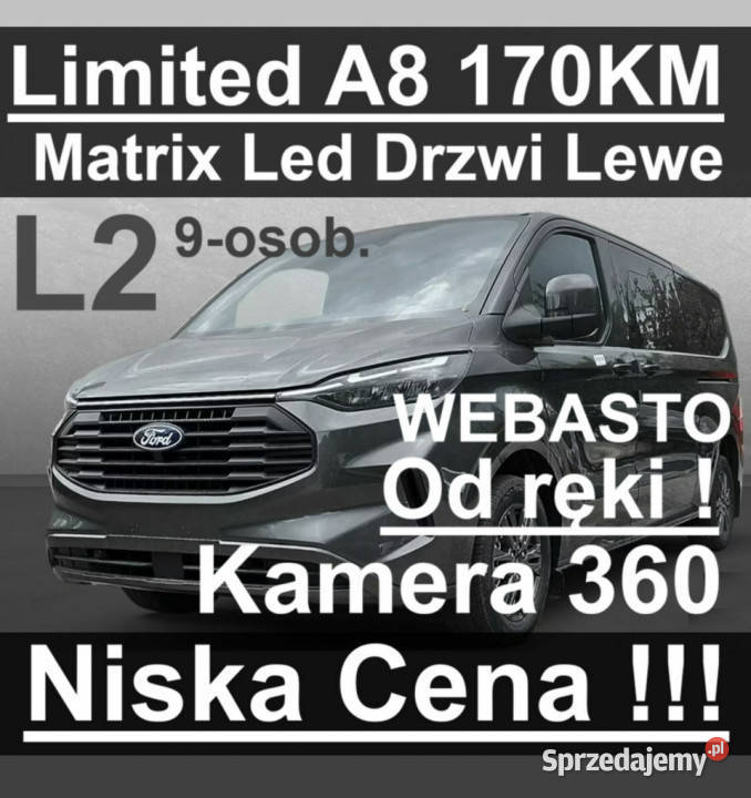 Ford Transit Custom Limited 170 A8 Webasto gniazdo SD Szczecinek sprzedam