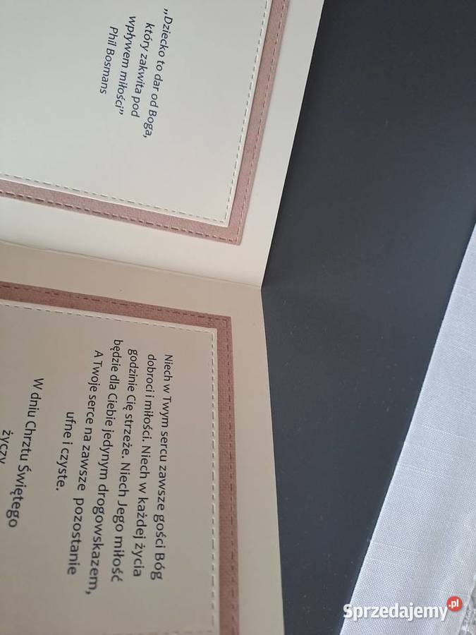 Kartka w kopercie okazji chrztu urodzin Strzebiń