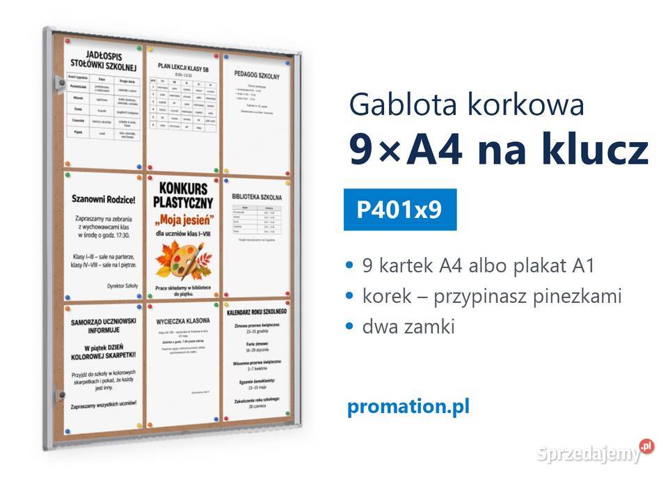 Gablota korkowa zamykana 9A4 do szkoły akademika