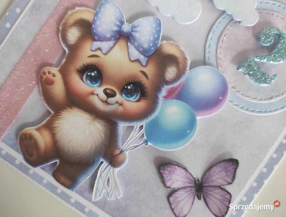 Kartka ręcznie robiona na urodziny roczek z Łódź