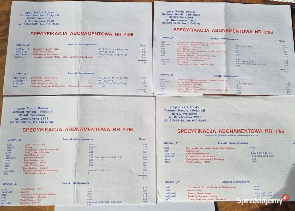 Koperty filatelistyczne specyfikacja Zielona Góra sprzedam
