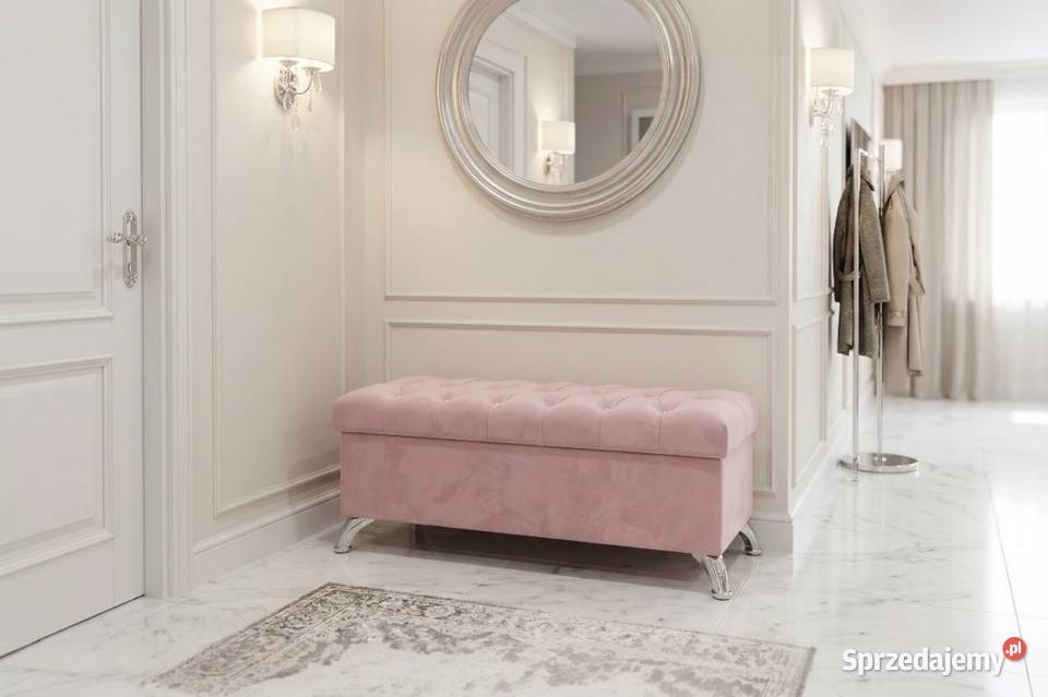 Różowa pufa ze schowkiem kryształkami 100x40 Poznań