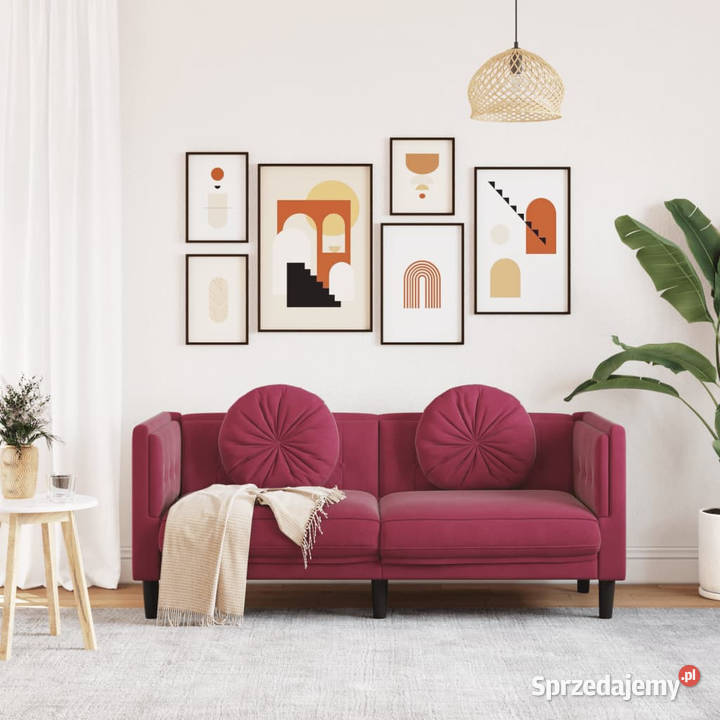 Sofa z poduszkami 2osobowa czerwone wino mazowieckie Warszawa