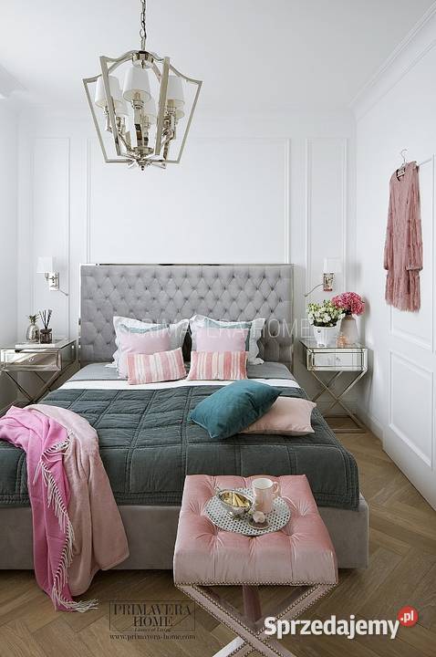 Łóżko srebrne glamour tapicerowane nowoczesne Warszawa