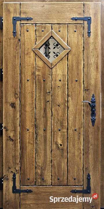 Drzwi DŁUGOSZ drewniane zewnętrzne góralskie wielkopolskie