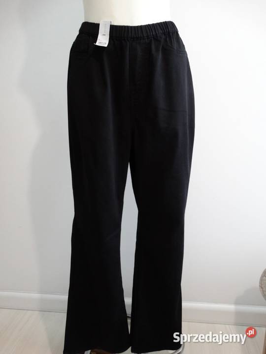 Spodnie Wide Leg Szerokie Nogawki Wysoki Stan