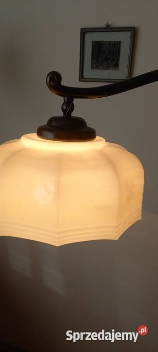 Stara mosiężna lampa z ruchomym ramieniem Klosz Skierniewice sprzedam
