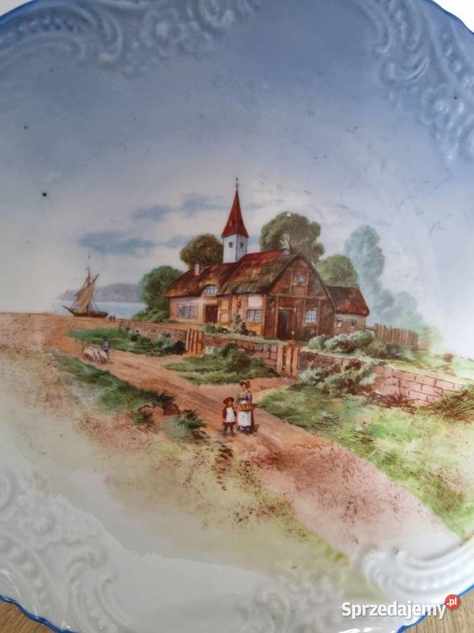 Stary Talerz Dekoracyjny Porcelana i szkło wielkopolskie Wola Podłężna
