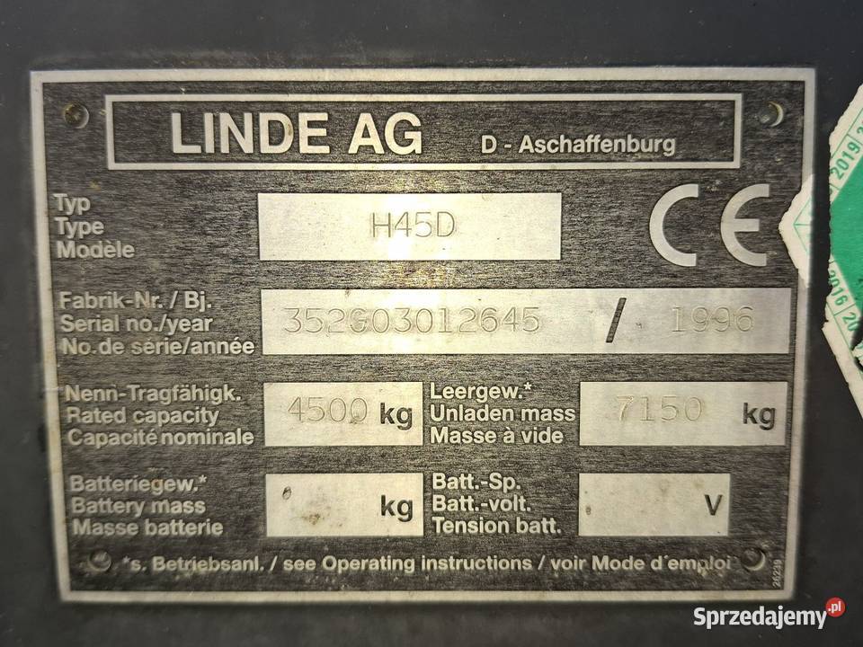 Wózek widłowy Linde H45D maszt tripleks z wolnym diesel Targoszyn sprzedam