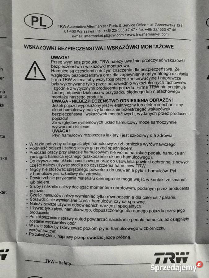 TRW GDB1984 Zestaw klocków klocki hamulcowe vw Dąbrowa Górnicza