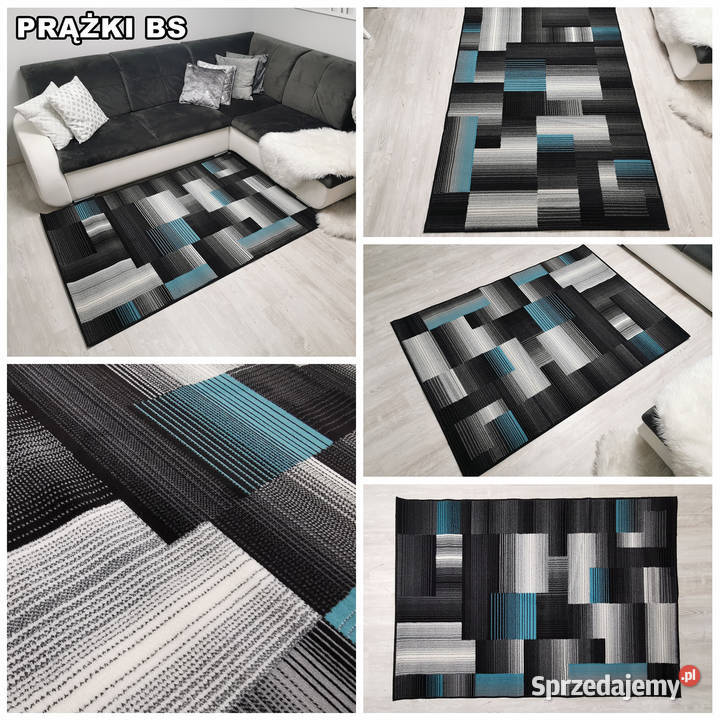 DYWAN 140X200 IDEA PRĄŻKI BS 11 TURKUSOWE GĘSTY niebieski podlaskie Białystok