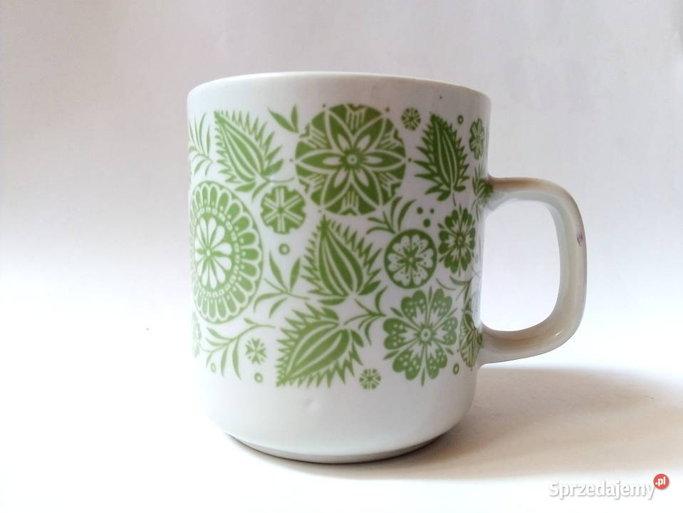 kubek z etnicznym zielonym wzorem Lubiana śląskie Częstochowa