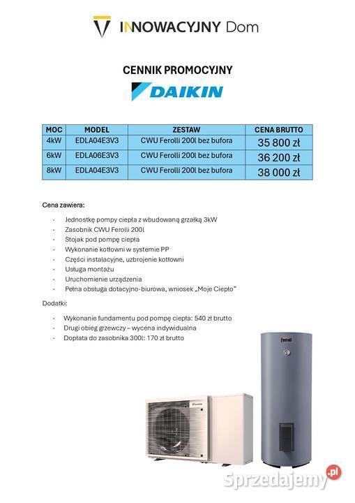 Pompa ciepła Daikin ALTHERMA 3M zasobnik CWU Piotrków Trybunalski