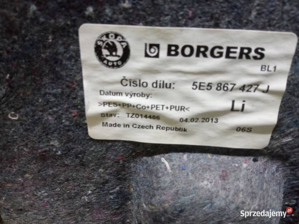 TAPICERKA BOCZEK BAGAŻNIKA LEWY PRAWY TYŁ KPL HB Wyposażenie wnętrza