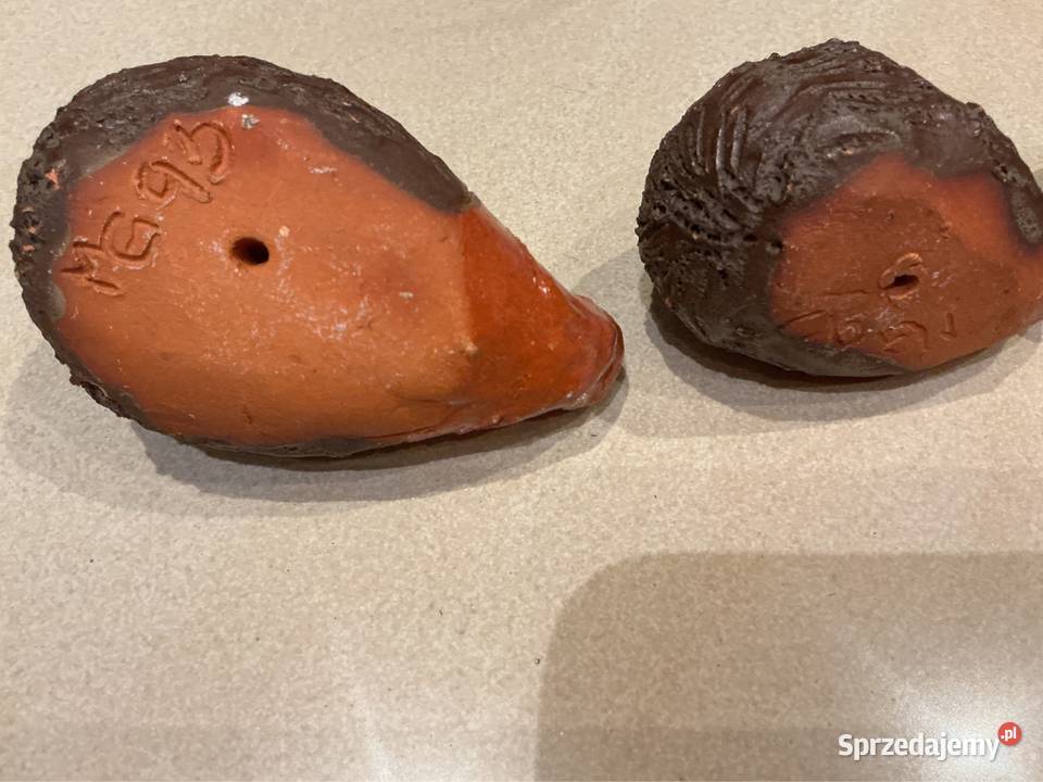 Jeżyki Jeże Figurki z Czerwonej Glinki Vintage Nowa Sól