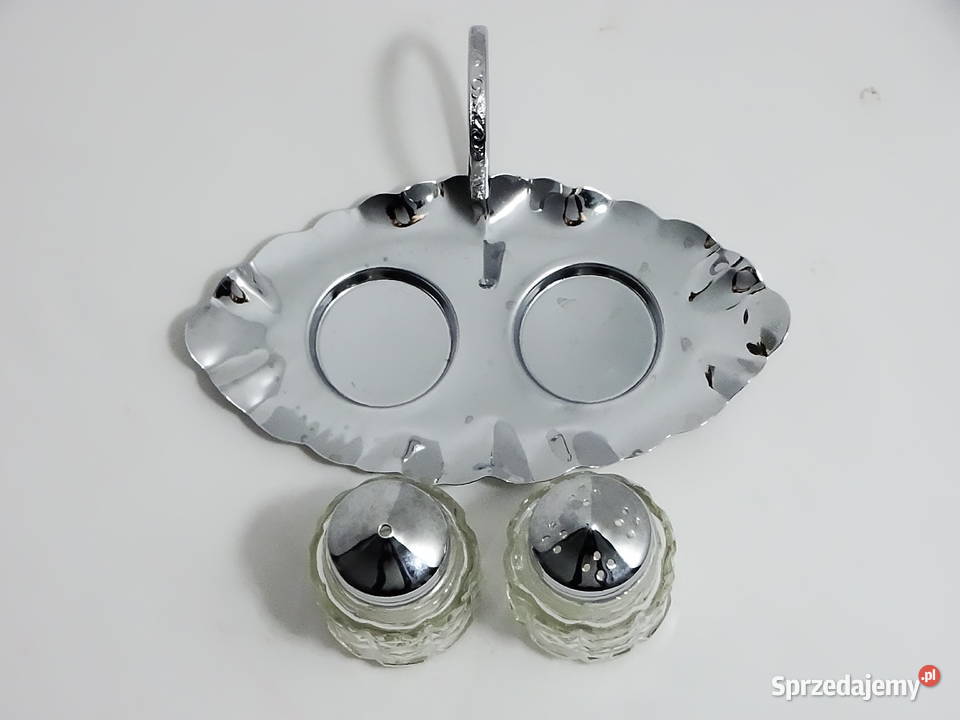 Zestaw przyprawników szkło metal elegancka taca Biłgoraj