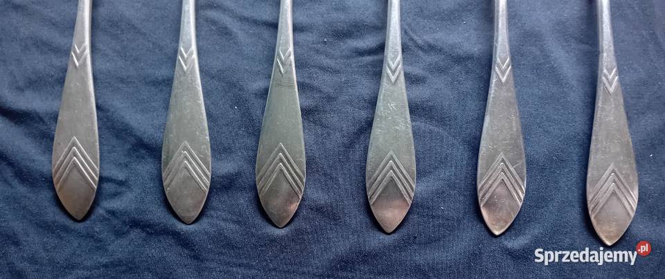 Komplet 6 platerowanych łyżek stołowych art deco Koźminek