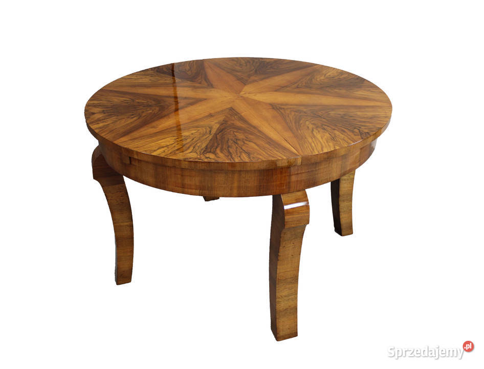Okrągły stół rozkładany Art Deco w orzechu Antyki, Sztuka, Kolekcje Bydgoszcz