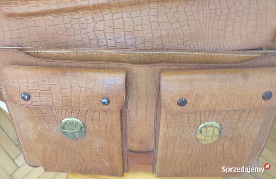 Stara teczka oficerska z gróbej solidnej skóry