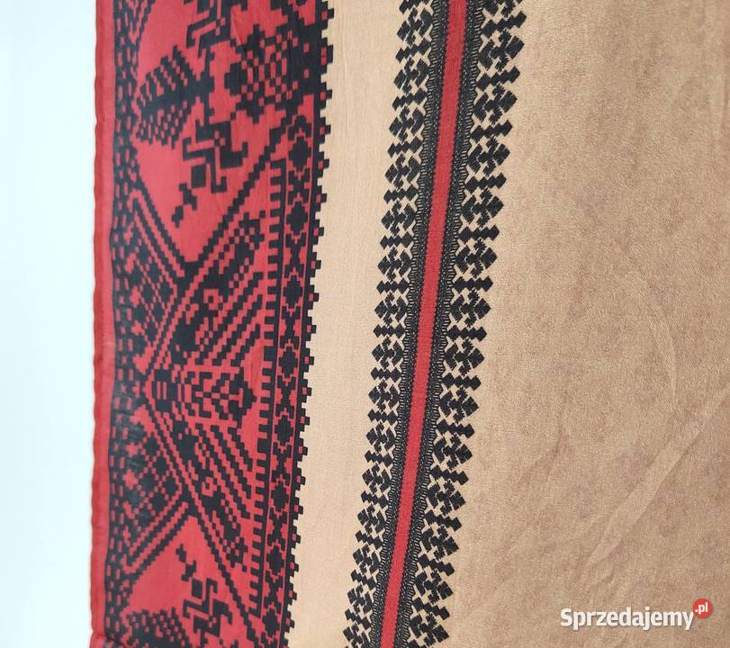 Duża chusta szal dupatta beż wzór geo bawełna Szczecin sprzedam