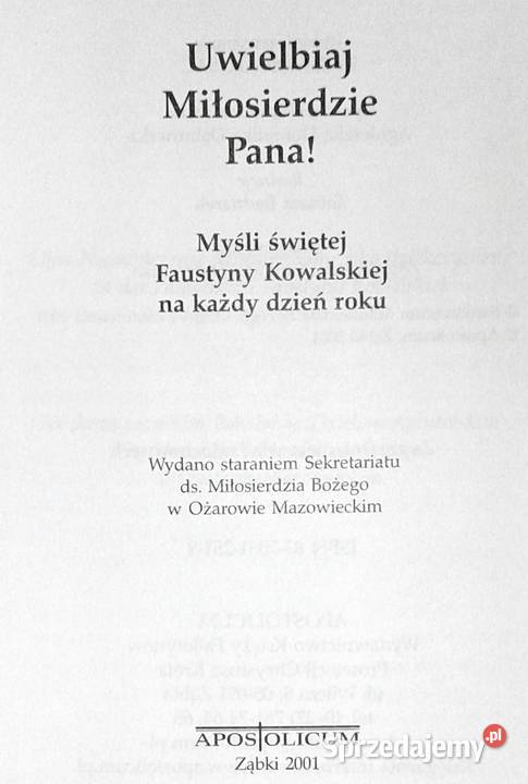 Uwielbiaj miłosierdzie Pana ks Jan Oleszko SAC Pozostałe sprzedam