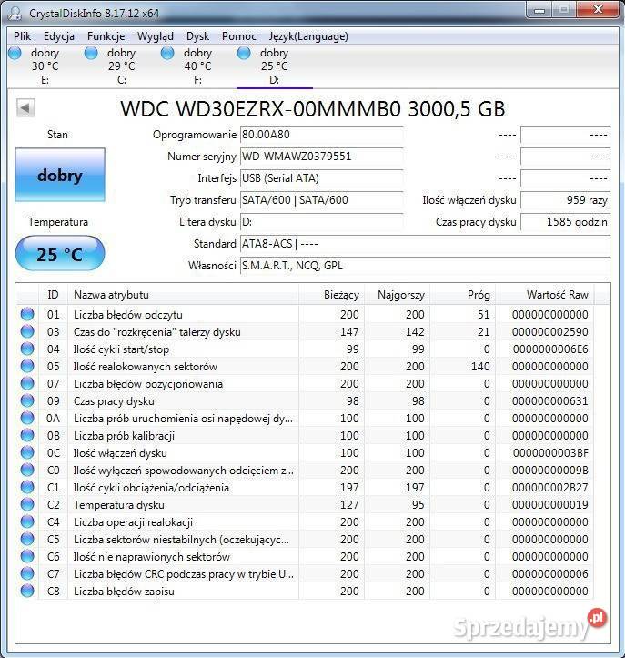 Dysk WD Green 3TB SATA III 35 5400RPM WD30EZRX Dyski Tomaszów Lubelski