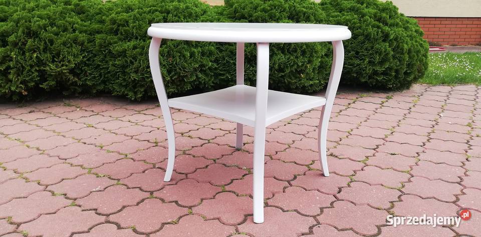 Stolik kawowy biały okrągły okolicznościowy