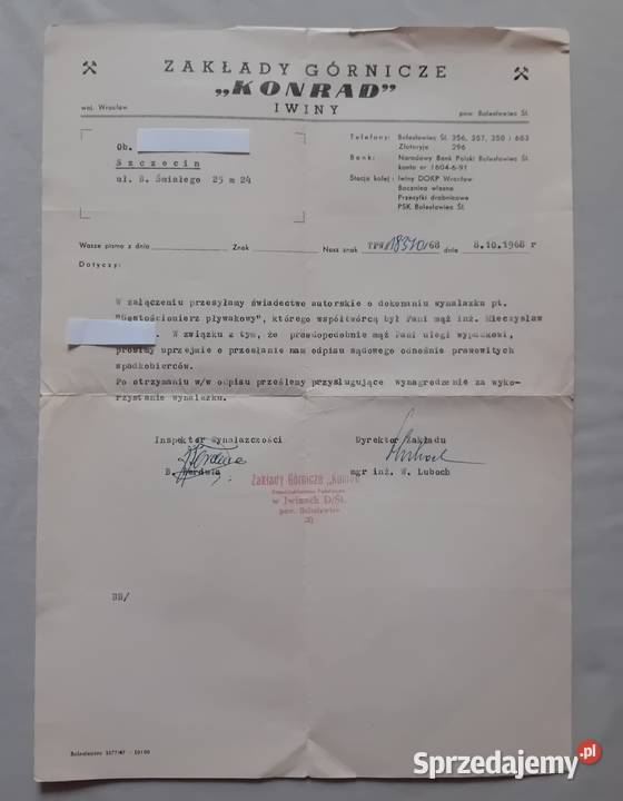 Zawiadomienie o wynagrodzeniu spadkobierców Antykwariat Koźminek