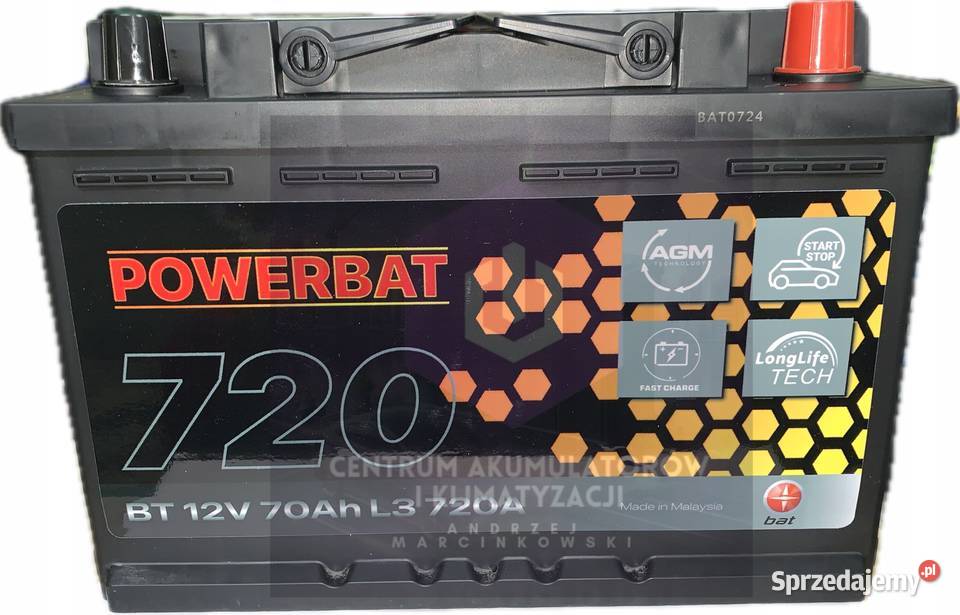 Akumulator PowerBat 12V 70Ah 720A AGM dolnośląskie