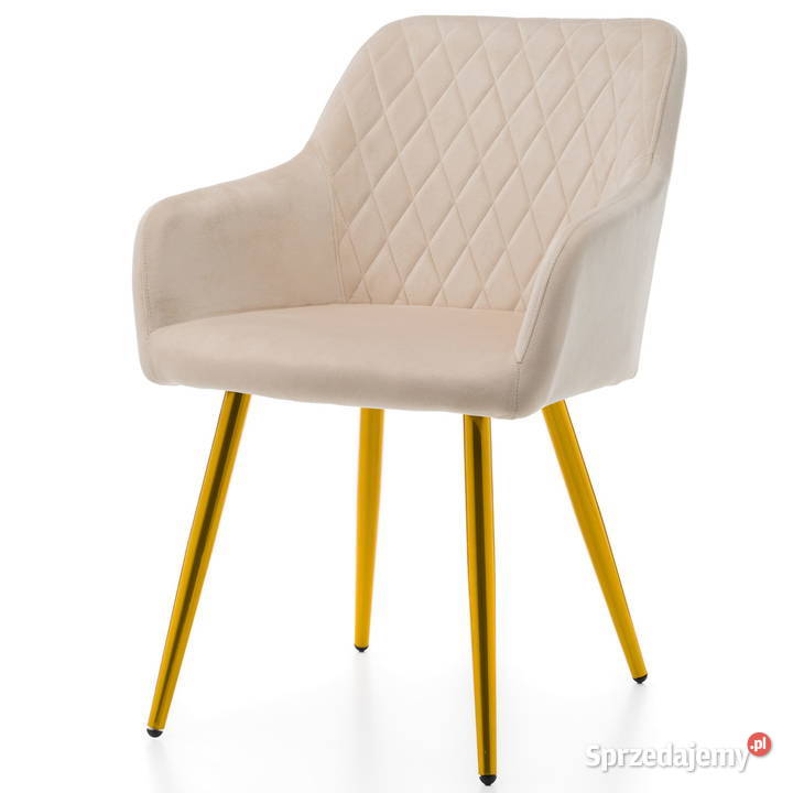 Beżowe Krzesło Todi Złote Nogi Wysyłka 24H 50cm Dom i Ogród Tarchały Małe