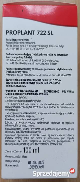 Proplant 722 SL 100 ml Na Fytoftorozę Tui i Koło