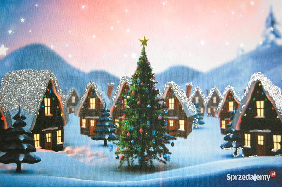 Jysk obraz podświetlany LED świąteczna wioska Boże Narodzenie Lublin
