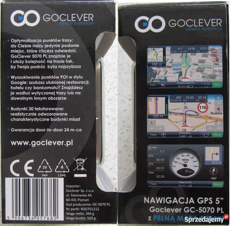 Nawigacja samochodowa Goclever GC5070 kompletna Opole sprzedam