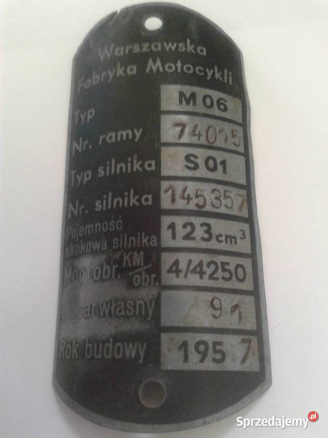 WFM 1957r oryginalna tabliczka znamionowa Bielsko-Biała
