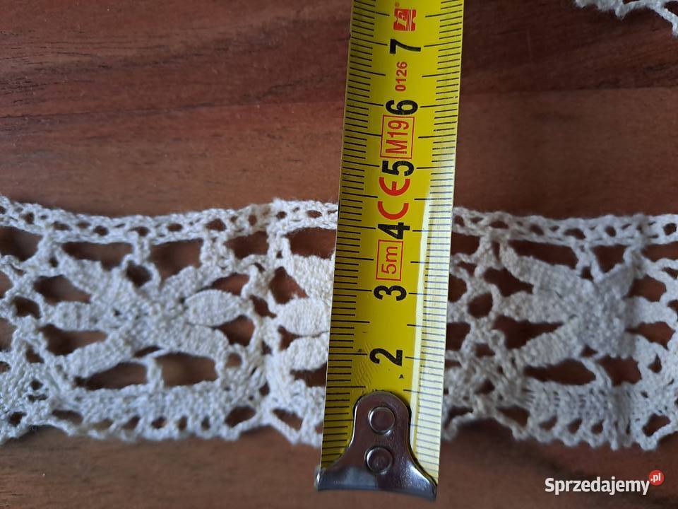 PRL Tasiemka Wstążka Haftowana koronka Warszawa