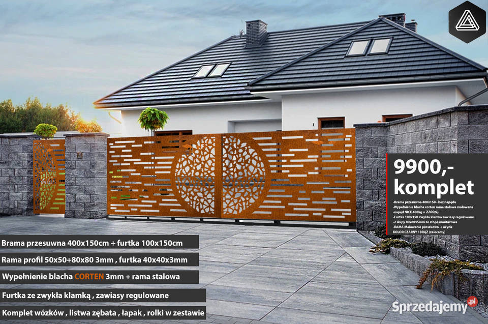 Brama przesuwna wjazdowa CORTEN 4m rdzaBlacha z Poznań sprzedam